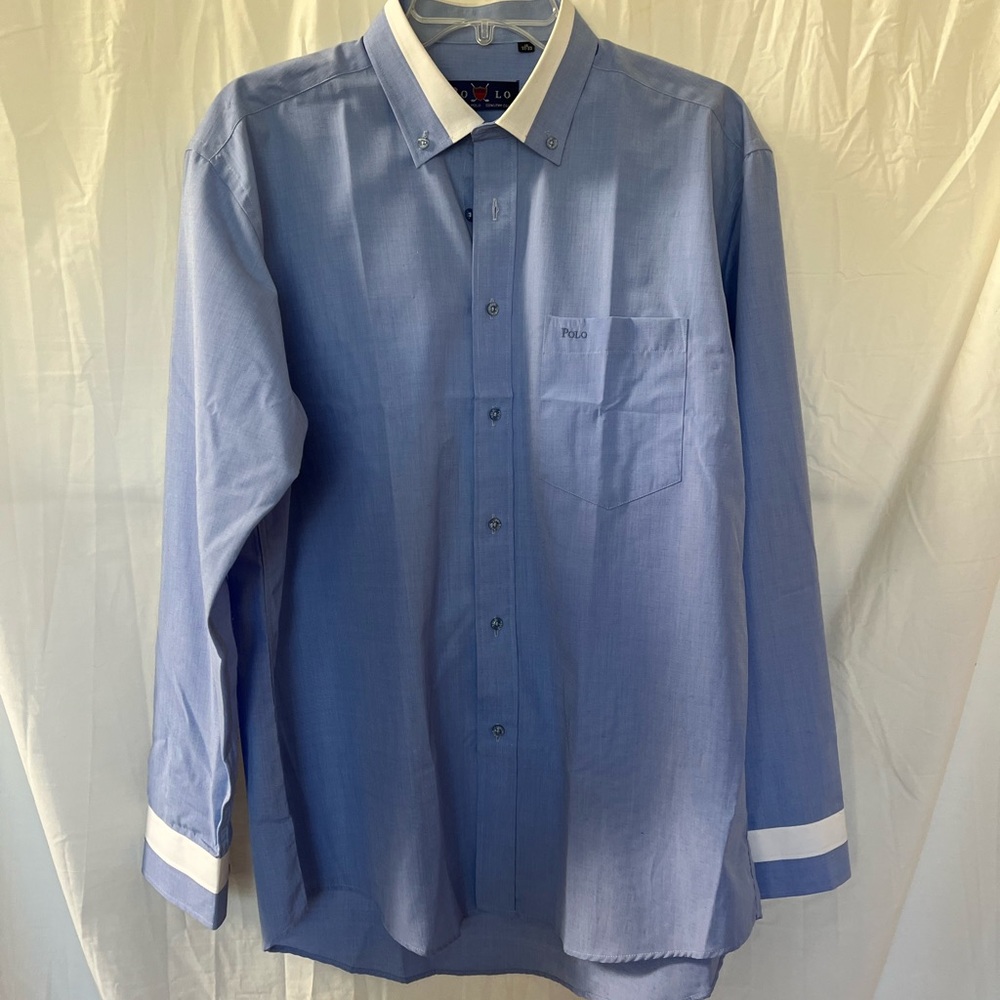 Ralph Lauren Polo Hollywood Country Club Button Down Shirt 16 Neck Blue